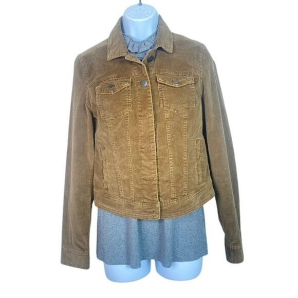 Aeropostale Womens Chocolate Brown Fine Corduroy Jacket Size M Trucker Fall Jack - Picture 2 of 11